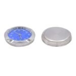 Pendule à quartz à encastrer diamètre 37mm en métal chromé à fond bleu – Image 2