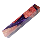 Carrelet hybride résine et loupe d'érable stabilisée 20 x 20 x 130 mm violette / violet-rose