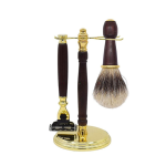 Présentoir plaqué or pour rasoir modèle 2 et blaireau