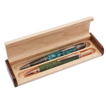 Ecrin de rangement pour 2 stylos érable vernis + bois foncé