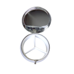 Boîte à pilules acier chromé à trois compartiment diamètre 50mm