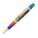 Mécanisme stylo bille diamètre 10,5mm Doré / Anodisé arc en ciel modèle IRIS .