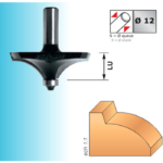 Mèche profil pour moulures décoratives carbure 2  coupes avec guide à billesQueue de 12 Diamètre 64 LU 20 Isocèle