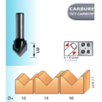 Mèche à rainure en V carbure IsocèleDiamètre 10 LU13 queue de 8