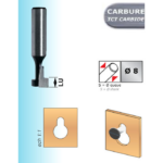 Mèche à rainurer en T pour trou de serrure. Queue de 8 Diamètre 10 LU 5 Isocèle