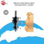Mèche profil pour moulures décoratives carbure 2 coupes avec guide à billes Queue de 8 Diamètre 27 LU 40 Leman