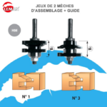 Jeu de 2 mèches pour profil et contre profil carbure avec guide à bille Forme 3 queue de 8mm.Isocèle