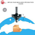 Mèche profil pour moulures décoratives carbure 2 coupes avec guide à billesQueue de 8 Diamètre 29 LU 13 Isocèle
