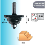 Mèche profil pour moulures décoratives carbure 2 coupes avec guide à billes Queue de 8 Diamètre 43 LU 19 Leman