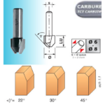 Mèche d'affleureuse combinées IsocèleDiamètre 12 LU13 30° queue de 6