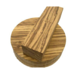Lot de bois de Zebrano comprenant 1 carrelet 50 x 50 x 200 et 1 disque 200 x 50 mm