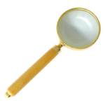 Loupe en métal doré avec lentille diamètre 63mm, tube diamètre 7mm