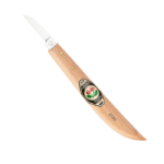 Couteau de sculpteur avec dos rond et tranchant droit.