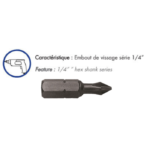 Pochette 10 embouts Ph1 
série 1/4 - 25 mm