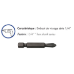 Pochette 10 embouts PZ1 
série 1/4 - 50 mm