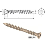 Vis pour terrasse tete fraisée bombée 6 lobes double flet 5x60 brun boîte de 200.
