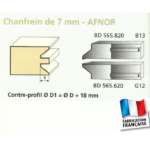 Jeu de 2 couteaux profilés Contre-profils
Chanfrein 7mm AFNOR supérieur
Le Ravageur