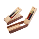 Coffret de présentation 2 stylos ouverture verticale, 
érable + bois de rose