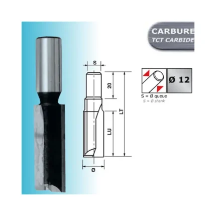 Mèche à rainer droite carbure Ø 16 mm LU XL 50 mm - Leman